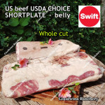 Beef belly samcan SHORTPLATE USDA US CHOICE frozen portioned cuts STANDARD 30-40% FAT +/- 1kg/pc price/kg (any brand in stock)